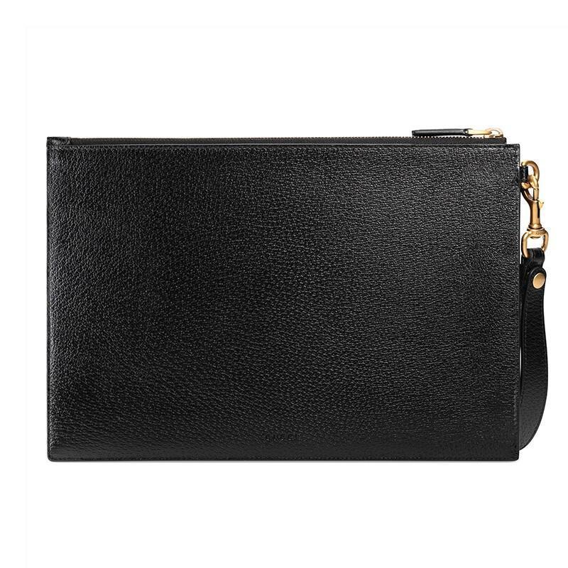 [海外直邮]gucci古驰gg marmont系列新款男士黑色双g拉链中号手拿包