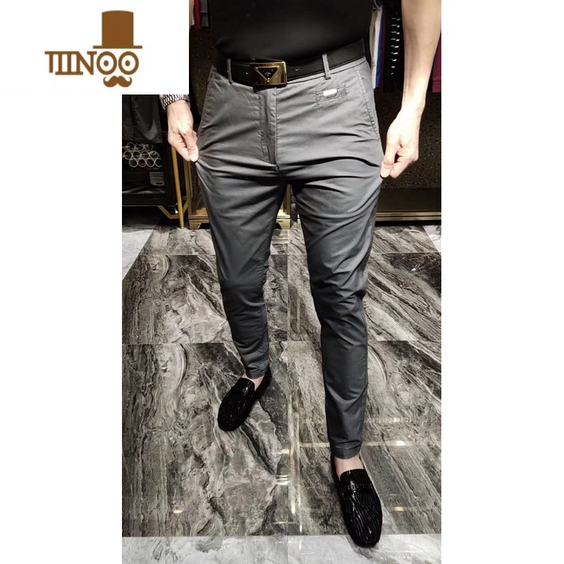 YANXU秋季新款男士修身直筒休闲百搭裤欧货商务帅气舒适男裤长裤小西裤高清大图