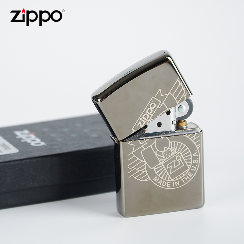 [苏宁自营]打火机官方正品经典黑冰芝宝徽章定制雕刻自用送礼zippo