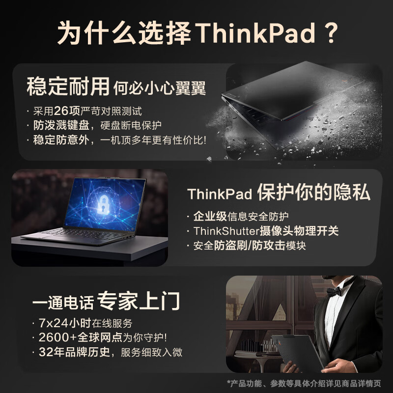 ThinkPad E14 04CD 2025款 14英寸轻薄便携游戏商务办公笔记本电脑 定制 Ultra7-255H 64G 1T 2.8K屏 120Hz 法律AI助手高清大图