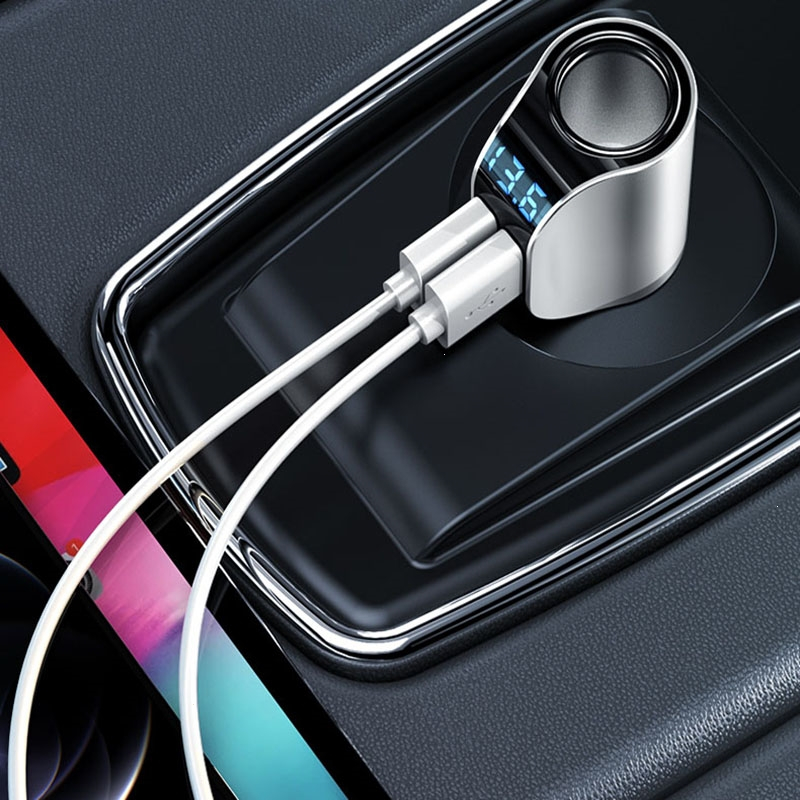 闪电客车载充电器快充汽车点烟器转换插头一拖三usb扩展转接头快速车