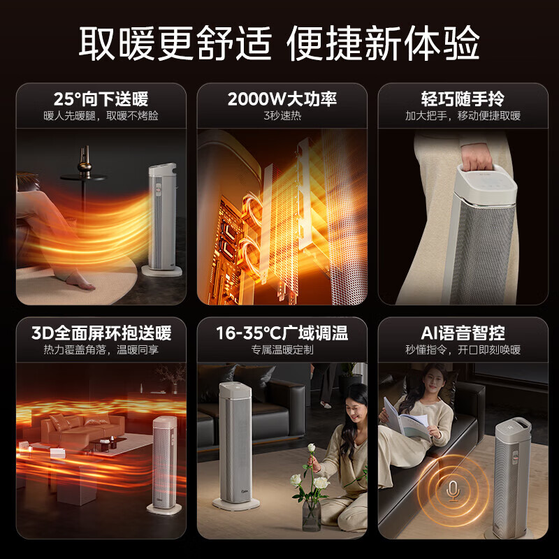 美的(Midea) HFS20BD(冰岛) 暖风机 家用电暖器 定时客厅卧室电暖气片 烤火炉大面积全屋升温高清大图