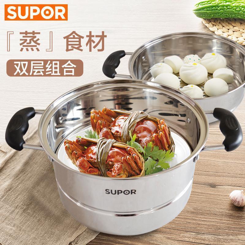 苏泊尔(SUPOR)蒸锅家用304不锈钢双层加厚蒸煮锅多用迷你小蒸锅电磁炉燃气灶适用 SZ24B2 锅口直径24cm高清大图