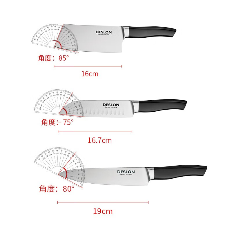 德世朗 FS-TZ006-5 威斯特五件套 切菜刀+三德刀+水果刀+摩登剪刀+柞木刀座高清大图