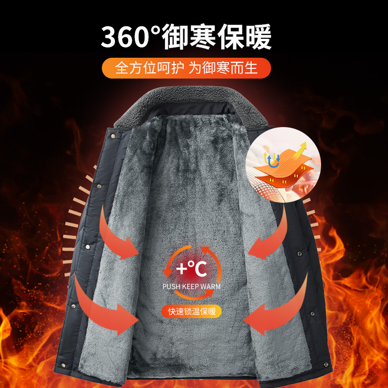 啄木鸟中老年人男士加绒加厚款棉袄秋冬季爸爸装外套棉衣保暖上外高清大图