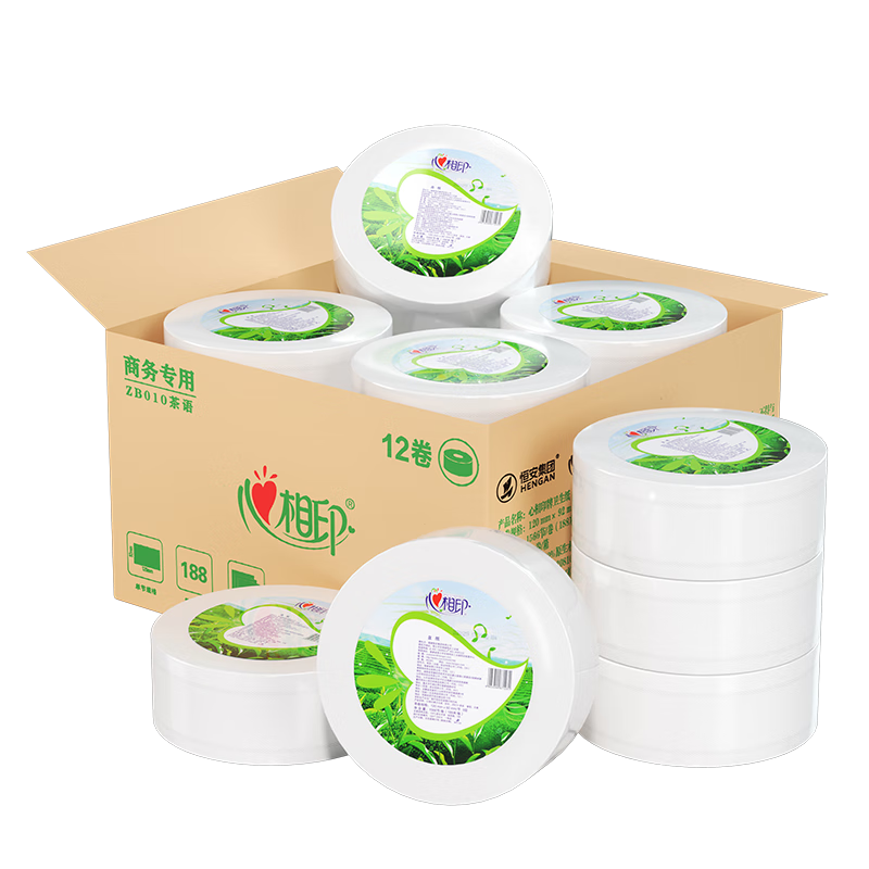 心相印ZB010(箱装) 商用茶语三层188米大盘纸卫生纸(12卷)