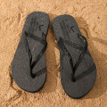 男鞋夏季新款户外夹脚人字拖防滑软底纯色简约休闲沙滩凉拖潮鞋 H-8903黑色 38