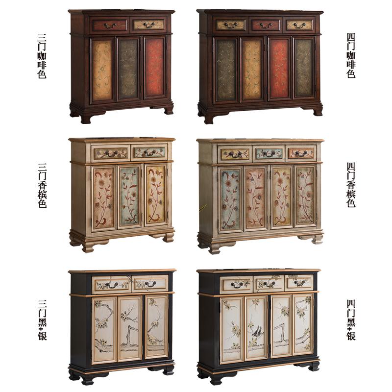 森美人美式乡村实木彩绘鞋柜家用 复古餐边柜收纳厅储物柜口玄关柜高清大图