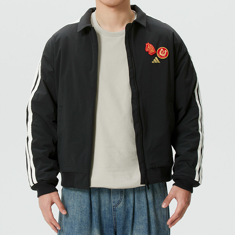 阿迪达斯(adidas)男子新款加绒运动休闲宽松夹克经典百搭通勤外套KR2499 ZP高清大图