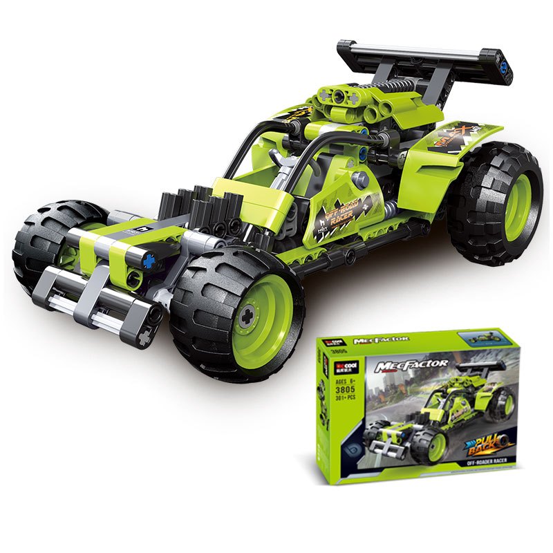 迪库积木legao玩具男孩子拼装汽车回力越野车摩托车科技拼插铁狼骑士