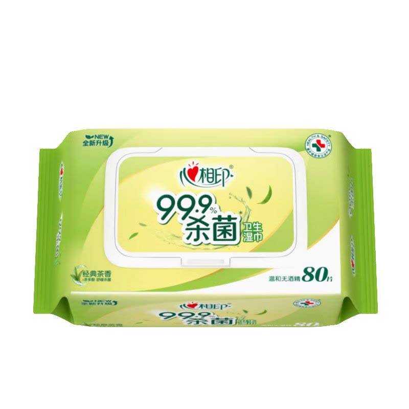 心相印湿巾 杀菌卫生80抽*1包 全新升级加大加厚 (经典茶香)图片