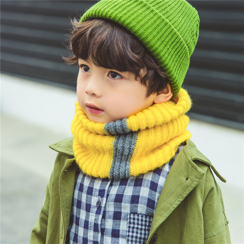 儿童围脖秋冬季潮韩版加厚防寒小孩毛线脖套男童女童宝宝保暖围巾红色