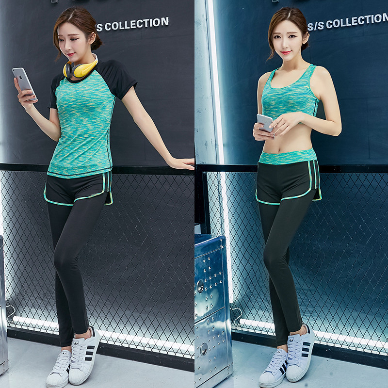 新款瑜伽服套装女春夏季健身房运动套装跑步服显瘦三件套长袖