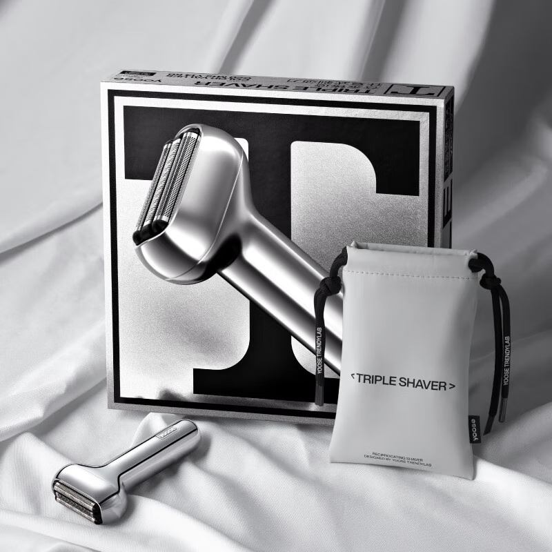 有色(yoose) 往复式剃须刀便携刮胡刀全身防水送男友七夕情人节礼物胡须刀礼盒 T1-C小彩鲨-电镀银高清大图