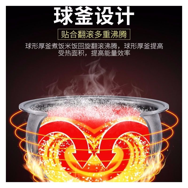 智能电饭锅家用老预约多功能2l小型1-3-4-6人8电饭煲煮饭|铁合金球形胆(耐用) 4L球形(双胆)