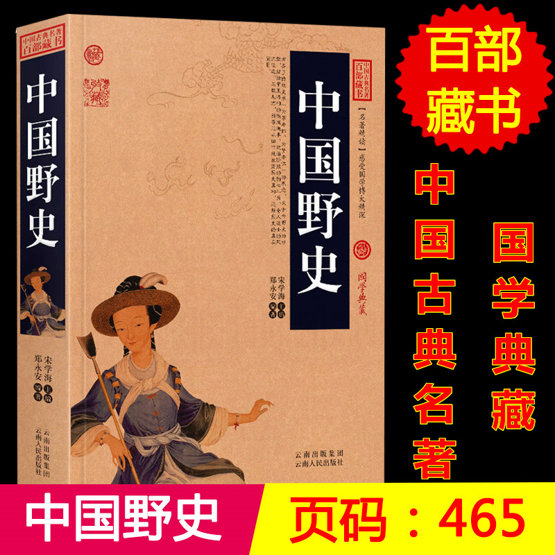 正版 中国野史/中国古典名著百部藏书 野史类书籍 白话文图文版又名中华野史 中国古代野史书籍 野史秘闻 野史记 中国历史高清大图
