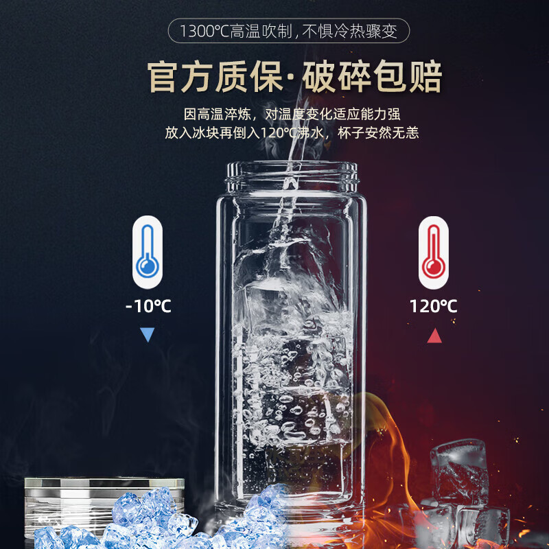 水宜生 410ml 玻璃杯茶杯 耐高温男士水杯 单层加厚泡茶杯 大容量高档商务办公杯 单层 G512高清大图