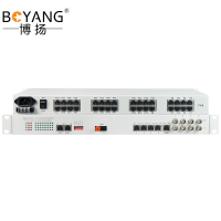 博扬 综合业务电话光端机 4路E1+32路电话+4路百兆以太网 单纤60km 机架式单电源 1对价BY-32P4E4FE