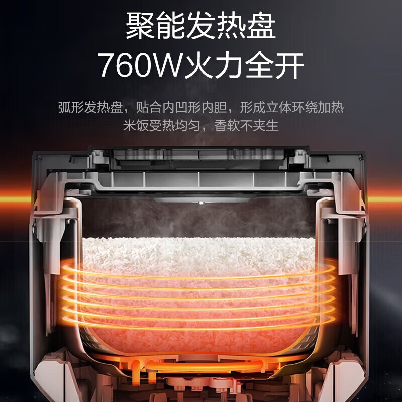 美的(Midea)电饭煲电饭锅智能预约定时可拆易洗防溢电饭煲匠铜圆灶釜内胆 AFB4045R 4L高清大图