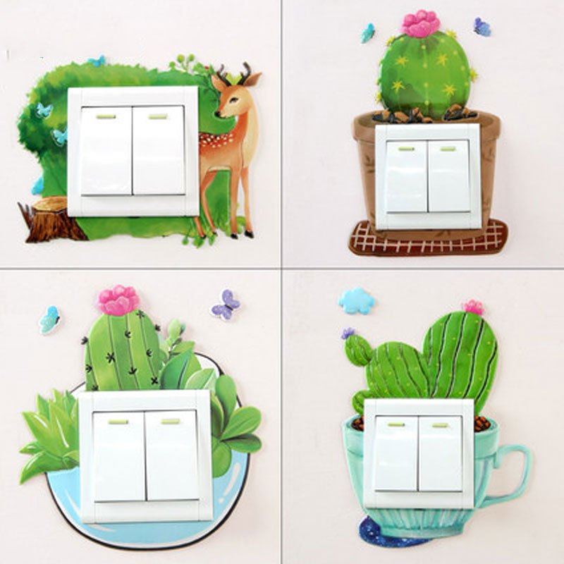 趣涉家居 开关贴墙贴保护套客厅卧室墙壁灯插座装饰现代简约夜光3d