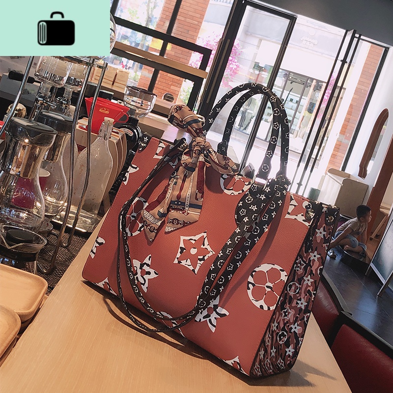 女包2020新款流行大花购物袋单肩包网红质感两面印花复古手提大包NEWLAKE高清大图
