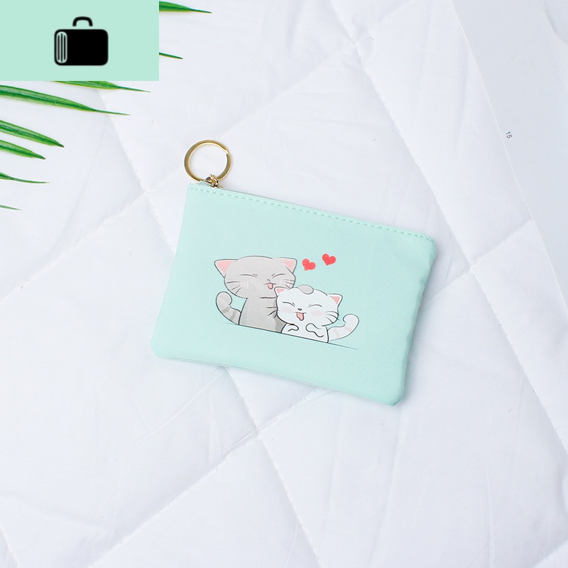 2020新款韩版可爱小白兔时尚硬币袋女小钱包零钱包女简约迷你短款NEW LAKE 绿色【爱心猫咪】