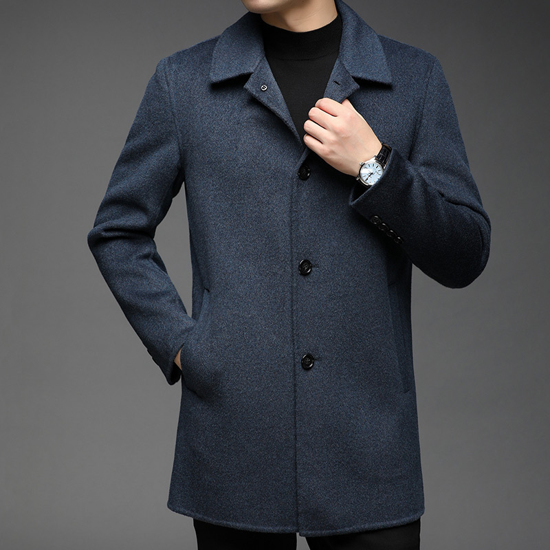 双面羊绒呢大衣秋冬装新款男士中长款羊毛风衣加厚保暖外套男秋冬装