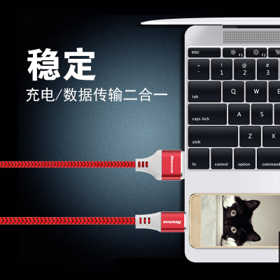 纽曼(Newmine)MICRO USB连接线2.0 BZM5红色尼龙编织+高品质纯铜线芯3A快充安卓手机通用 长度1米