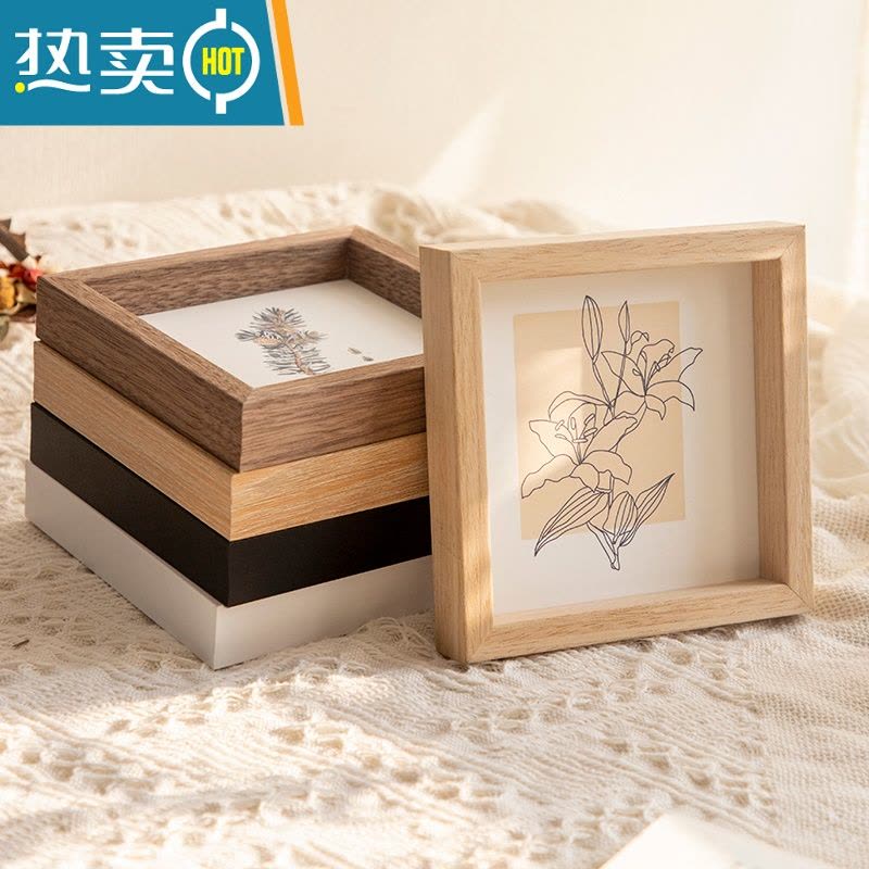 敬平简约正方形相框摆台6寸7寸8寸 A4洗照片做成相框相片框油画棒挂墙 复古色 可定制尺寸 联系客服 (限25*35cm图片