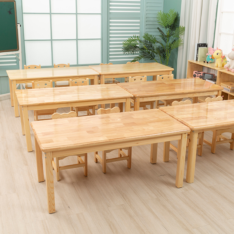 艺可恩实木桌椅培训班辅导班课桌椅儿童学习桌樟子松小学生幼儿园桌子