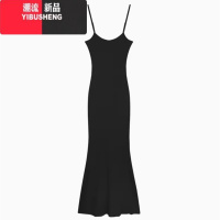 YIBUSHENG红色吊带裙辣妹连衣裙女季性感长裙修身包臀裙御姐风裙子小妈妹 M 黑色