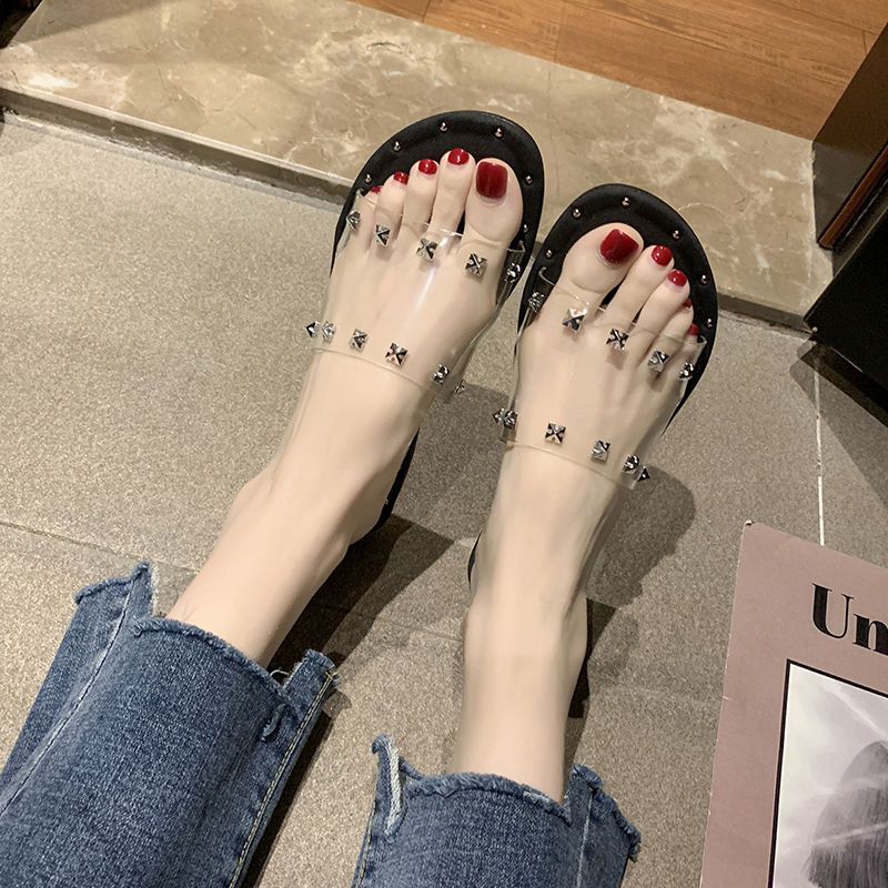 拖鞋女夏外穿时尚新款韩版学生凉拖平底室外内夏天沙滩鞋家用经典方扣