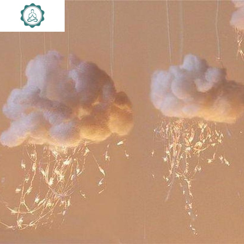 云朵灯diy材料包空中挂饰装饰小挂件羽毛珍珠风铃室内卧室吊饰封后