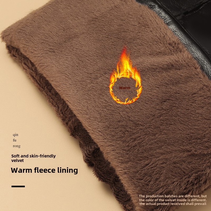 啄木鸟皮手套女冬季加绒加厚防风防水触屏保暖摩托电动车骑行手厚高清大图