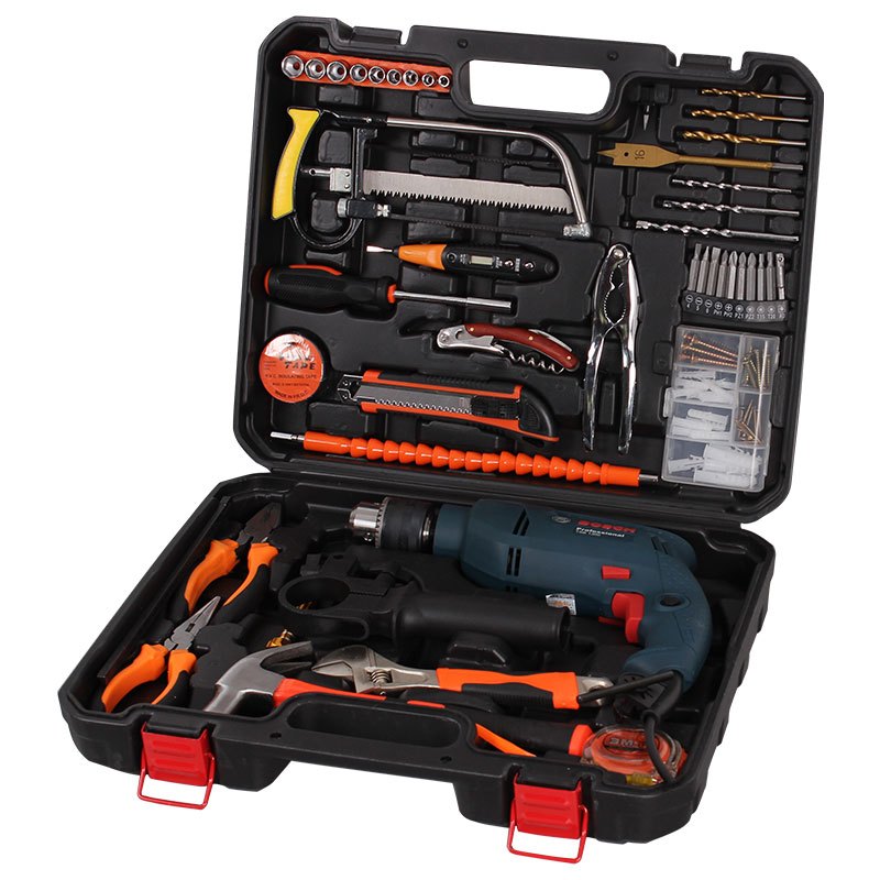 [苏宁自营] 博世(BOSCH) 电钻TSB1300 冲击钻手枪钻调速电动螺丝刀电动工具家装diy 101工具箱套装高清大图