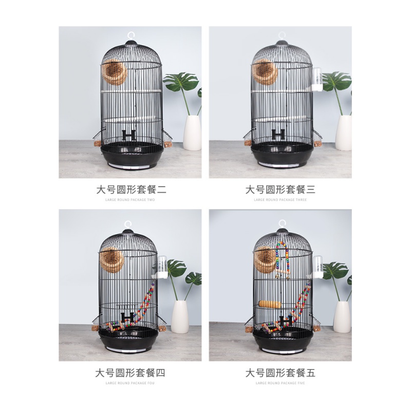 虎皮鹦鹉鸟笼圆形玄凤牡丹八哥文鸟别墅大号铁艺圆笼金属小鸟笼子高清大图