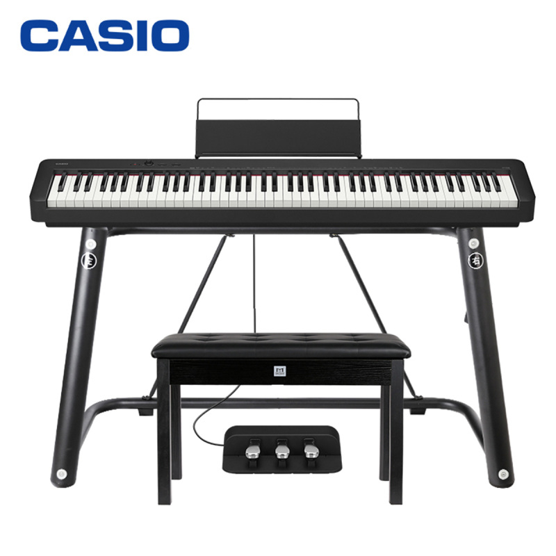 卡西欧（CASIO）电钢琴 EP-S120通用便携式88键重锤时尚考级数码钢琴套机（黑色单机+时尚架+三踏板）