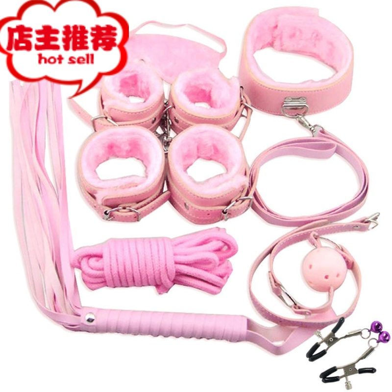 情趣用品手铐皮鞭子男女用sm刑具用具成人玩具性工具床上调情欢乐小鸟 粉色毛绒8件套皮鞭手拍