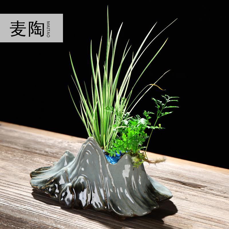 美帮汇禅创意陶瓷花盆简约个性菖蒲袖珍椰子植用室内组合盆栽装饰品高清大图