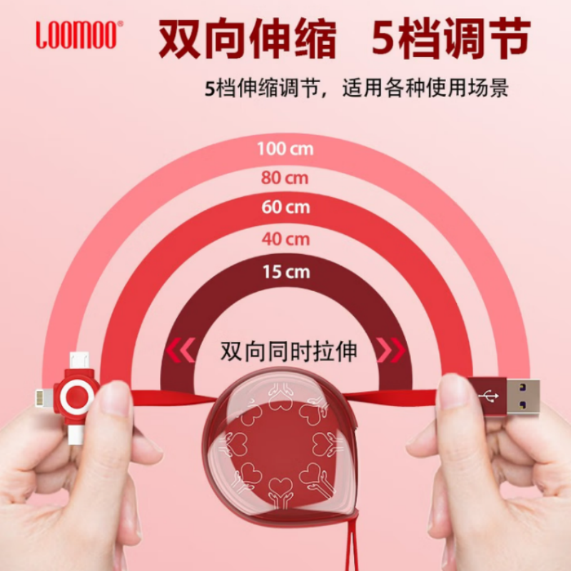 LOOMOO乐默 水凝快充收纳线 LCB-330 红色 货期1周高清大图