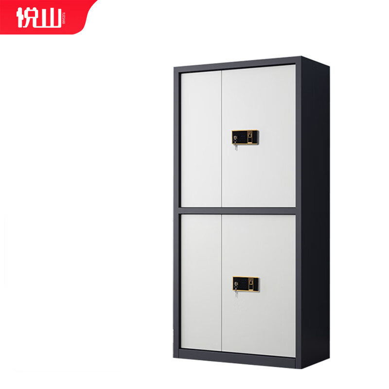 悦山钢制文件柜带斗通双节保密柜灰白套色指纹密码锁900*420*1850mmYSOA3fo02ZWHTB