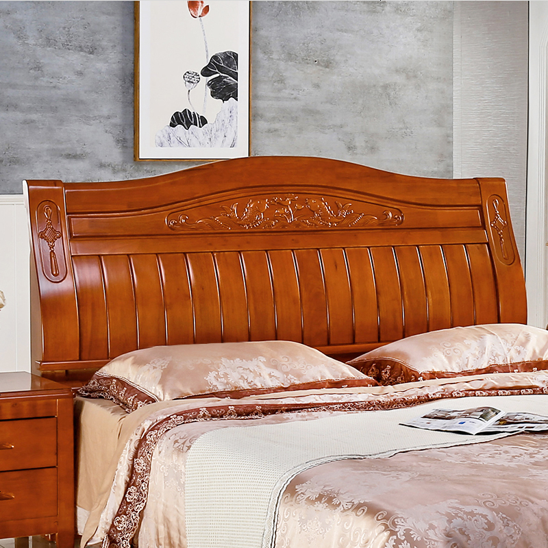 新款实木床头板简约现代中式双人靠背1.5米1.8米2橡木白茬可定制