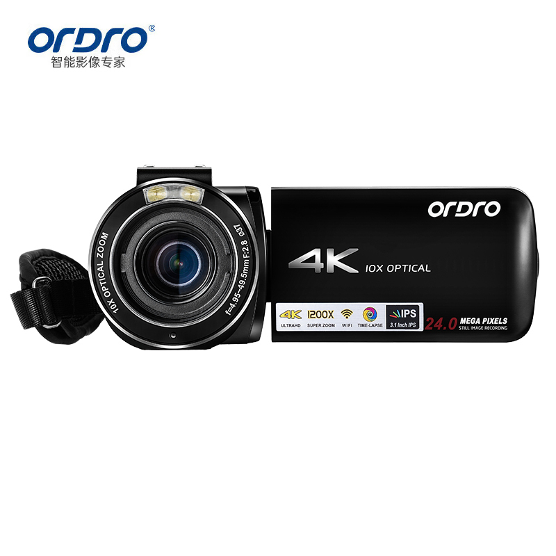 欧达(ORDRO) HDR-AC7国产摄像机 4K专业摄影机实用版高清直播录像机家用手持dv录像机
