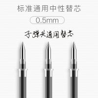 得力deliS760办公用品文具中性笔芯0.5mm/弹簧头/非按动标准水笔替芯学生中性笔