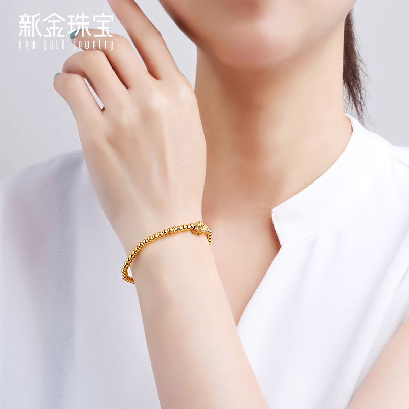 新金珠宝 足金999光珠貔貅手串5D硬金古法金珠手链金重约1.78克1042