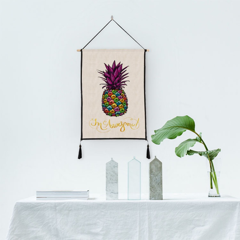 美帮汇北欧 菠萝系列挂画挂毯壁挂 客厅走廊房间装饰挂画高清大图