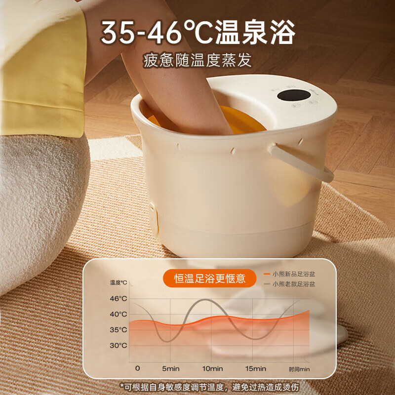 小熊(Bear)泡脚桶 足浴盆 泡脚盆洗脚盆加热全自动按摩 红砭石高深桶 送父母长辈节日礼物ZYP-E10K1高清大图