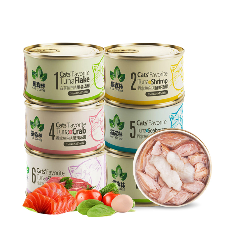 猫森林猫零食猫罐头白肉罐头浓汤型汤罐吞拿鱼+鲷鱼