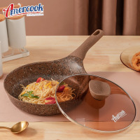 AMERCOOK阿尔菲塔麦饭石煎锅不粘锅26cm 家用煎炒锅炒锅平底锅加厚煎盘煎饼煎蛋煎牛排锅多功能燃气灶电磁炉煎炒通用