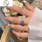 JiMi银银女仿真莫桑石三排满钻线条指环钻戒